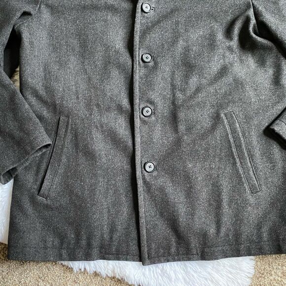 J. Crew Wool Coat Jacket Gray Button Front Lined Mens Size Large Professional - Picture 5 of 11